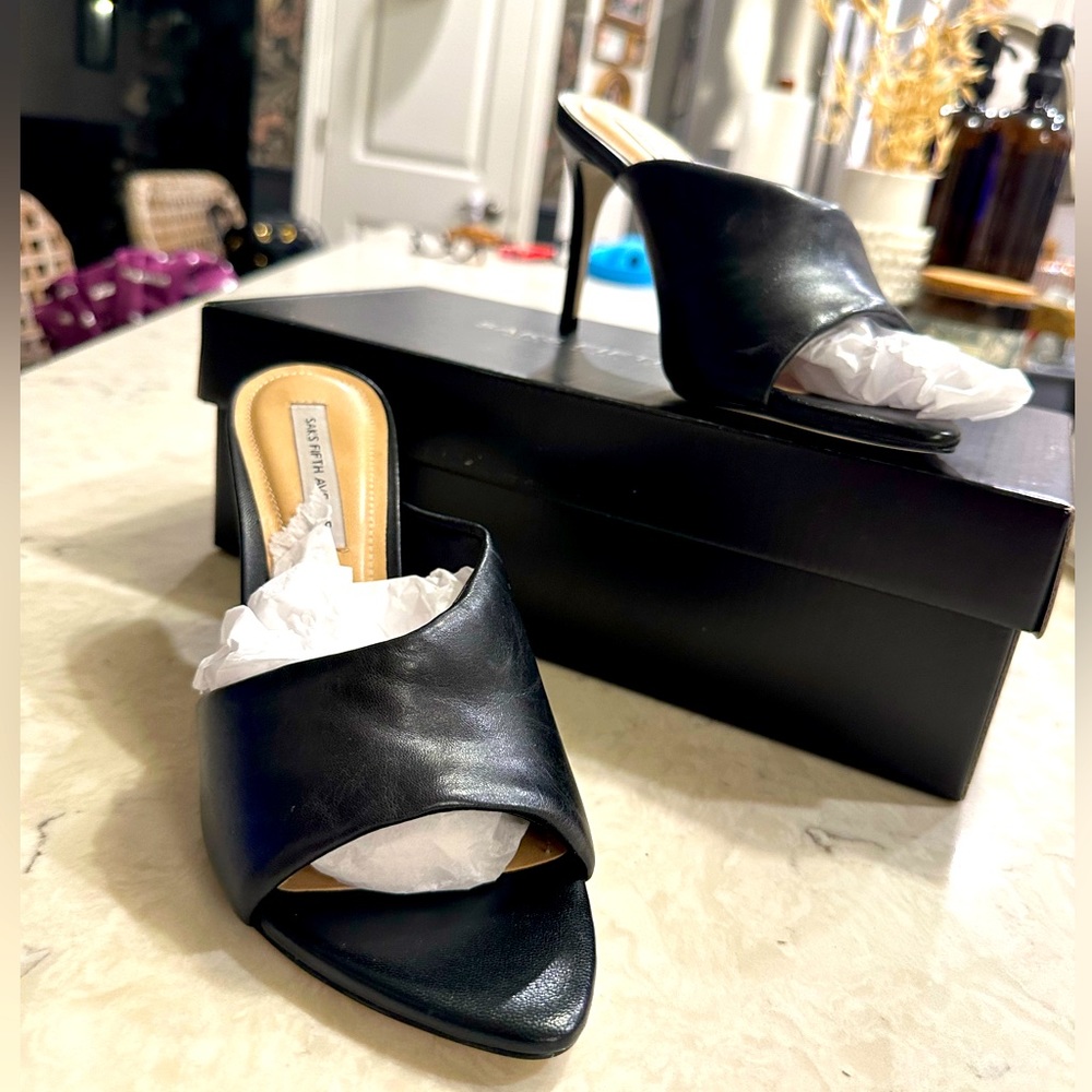 Saks Fifth Avenue Leather Mules